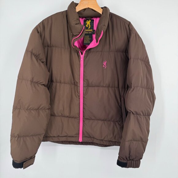 Brown Browning Womens Puffer Jacket goose down  Size Medium pockets - Picture 5 of 10